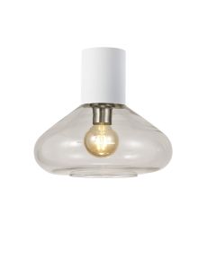 Odeyscene 31cm Ceiling Light With Wide Glass, 1 x E27, Satin White/Clear
