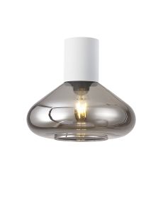 Odeyscene 31cm Ceiling Light With Wide Glass, 1 x E27, Satin White/Smoke