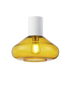 Odeyscene 31cm Ceiling Light With Wide Glass, 1 x E27, Satin White/Yellow