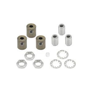 Hayes Metal Cable Grip Kit (3pcs) Antique Brass, c/w 4.5mm Hole Thread, Washer & Nut, Plastic Grub Screws
