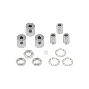 Hayes Metal Cable Grip Kit (3pcs) Polished Chrome, c/w 4.5mm Hole Thread, Washer & Nut, Plastic Grub Screws