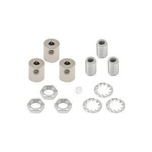 Hayes Metal Cable Grip Kit (3pcs) Polished Nickel, c/w 4.5mm Hole Thread, Washer & Nut, Plastic Grub Screws
