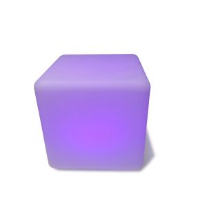 Cube Shape Waterproof IP54 RGB LED Light for outdoor use. With remote control. Switch control. 40x40x40, Opal White