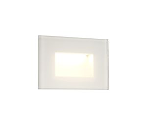 Cara Recessed Rectangle Glass Fronted Wall Lamp, 1 x 3.3W LED, 3000K, 145lm, IP65, White, 3yrs Warranty