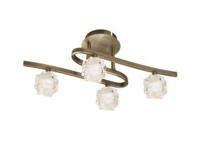 Ice Square Ceiling 4 Light G9 ECO, Antique Brass