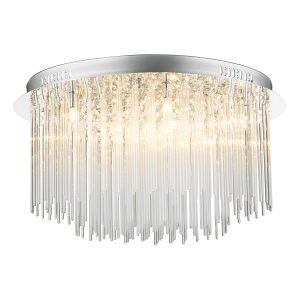 Icicle 8 Light G9 Polished Chrome Flush Light With Decorative Glass Rods & Beads