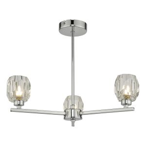 Idina 3 Light G9 Polished Chrome Semi Flush Pendant With Beautifully Faceted Glass Shades