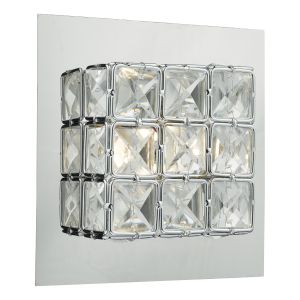 Imogen 1 Light 6W Integrated LED Polished Chrome Switched Pull Cord Wall Light With Glass Faceted Squares