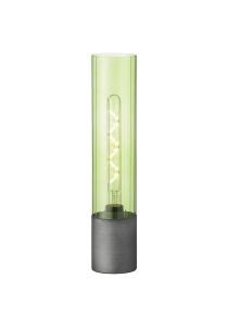 Luce Table Lamp With Tubular Glass, 1 x E27, Pewter/Green/Black Braided Cable
