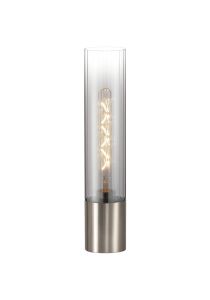 Luce Table Lamp With Tubular Glass, 1 x E27, Satin Nickel/Smoke Fade/Clear PVC Cable