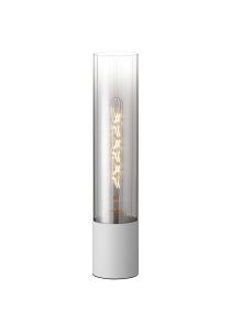 Luce Table Lamp With Tubular Glass, 1 x E27, Satin White/Smoke Fade/Clear PVC Cable