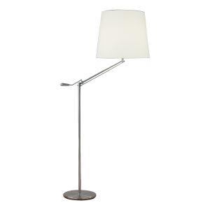 Infusion 1 Light E27 Adjustable Floor Lamp Satin Chrome With Fabric Shade