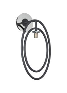 Duna Oval Wall Lamp Switched (FRAME ONLY), 1 Light G9, Grey/Polished Chrome
