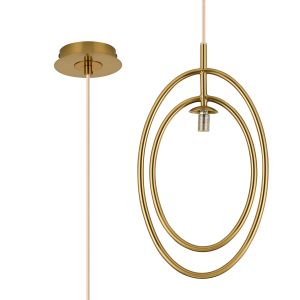 Duna Oval Pendant / Semi Ceiling Convertible (FRAME ONLY), 1 Light G9, Brass Gold