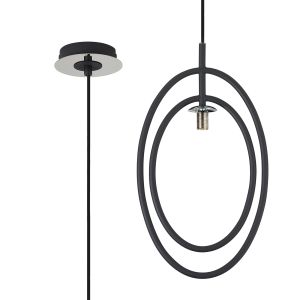 Duna Oval Pendant / Semi Ceiling Convertible (FRAME ONLY), 1 Light G9, Grey/Polished Chrome