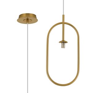 Duna Oblong Pendant / Semi Ceiling Convertible (FRAME ONLY), 1 Light G9, Brass Gold