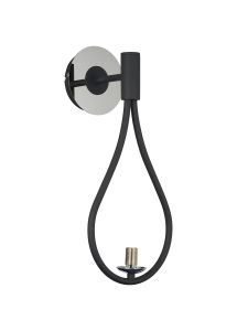 Duna Teardrop Wall Lamp Switched (FRAME ONLY), 1 Light G9, Grey/Polished Chrome