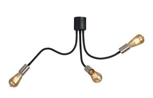 Giacomo Flexible Ceiling 3 Light E27, Dark Grey/Satin Nickel