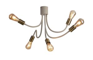 Giacomo Flexible Ceiling 5 Light E27, Beige/Antique Brass