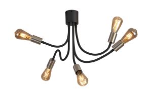 Giacomo Flexible Ceiling 5 Light E27, Dark Grey/Satin Nickel