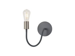 Giacomo Flexible Switched Wall Lamp, 1 Light E27, Dark Grey/Satin Nickel
