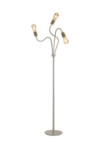 Giacomo Flexible Floor Lamp, 3 Light E27, Beige/Antique Brass