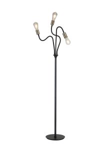 Giacomo Flexible Floor Lamp, 3 Light E27, Dark Grey/Satin Nickel