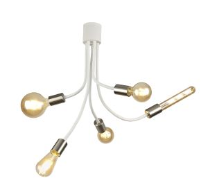 Giacomo Flexible Ceiling 5 Light E27 Satin White/Satin Nickel