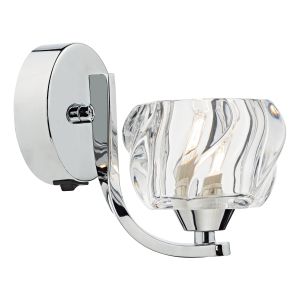 Ivy 1 Light G9 Polished Chrome Wall Light With Rocker Switch With Crystal Glass Shade