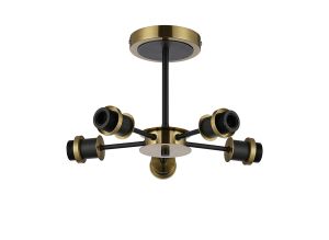 Jestero IP Semi Ceiling (FRAME ONLY), 5 Light E14 IP44, Brass/Satin Black