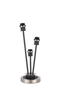 Jestero Table Lamp Touch Switch Without Shade, 3 Light E14, Satin Nickel / Satin Black