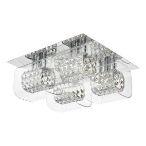 DAR KAB5050 Kabuki 4 Light Flush Polished Chrome/Crystal Finish