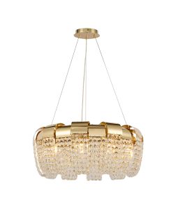 Kalani 60cm Pendant Round, 10 Light E14, French Gold/Crystal