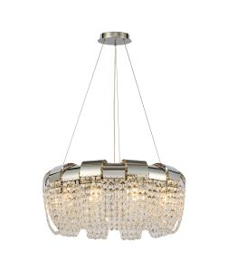 Kalani 60cm Pendant Round, 10 Light E14, Polished Nickel/Crystal