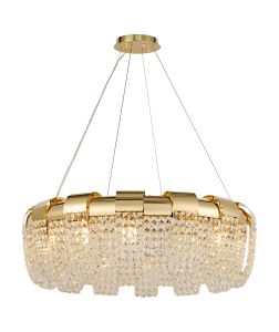 Kalani 80cm Pendant Round, 14 Light E14, French Gold/Crystal