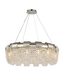 Kalani 80cm Pendant Round, 14 Light E14, Polished Nickel/Crystal