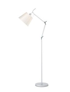 Karis Adjustable Floor Lamp 1 Light E27 Silver/Polished Chrome c/w Cmozarella Pearl Shade