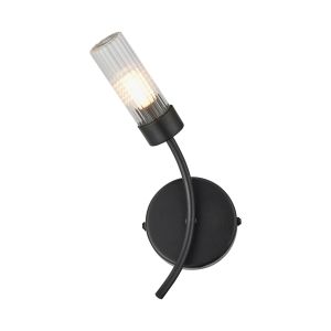 Gabini Left Wall Lamp, 1 Light G9, IP44, Satin Black/Clear Glass