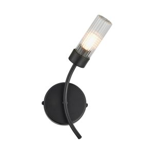 Gabini Right Wall Lamp, 1 Light G9, IP44, Satin Black/Clear Glass