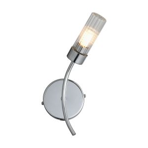 Gabini Right Wall Lamp, 1 Light G9, IP44, Polished Chrome/Clear Glass