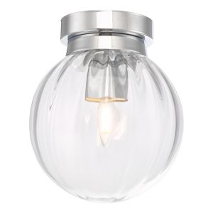 Kavi 1 Light E27 Polished Chrome IP44 Surface Mounted Bathroom Light With Clear Glass Shade