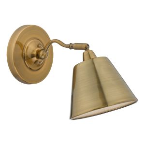 Kempten 1 Light E14 Antique Brass Adjustable Wall Light
