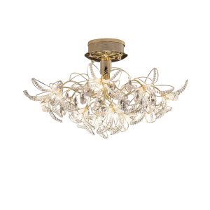 Kenzo 75cm Ceiling 12 Light G4 French Gold/Crystal, NOT LED/CFL Compatible