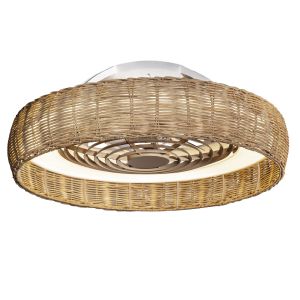 Kilimanjaro 65cm 70W LED Dimmable Ceiling Light With 35W DC Reversible Fan c/w Remote Control, 4200lm, Beige Rattan, 5yrs Wrnty