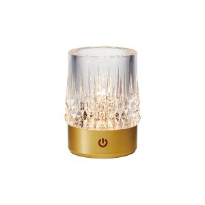 Lax Rechargeable Battery Operated Table Lamp, 1W LED, 3000K, 110lm, 3-Step Touch Dimmable, IP44, Gold