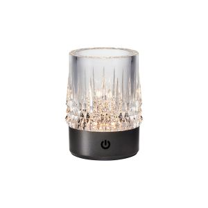 Lax Rechargeable Battery Operated Table Lamp, 1W LED, 3000K, 110lm, 3-Step Touch Dimmable, IP44, Black Nickel