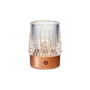 Lax Rechargeable Battery Operated Table Lamp, 1W LED, 3000K, 110lm, 3-Step Touch Dimmable, IP44, Rose Gold