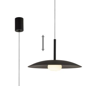Lidia 40cm Rise And Fall Pendant, 12W LED, 3000K, 1500lm, Black, 3yrs Warranty