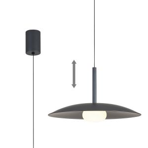 Lidia 40cm Rise And Fall Pendant, 12W LED, 3000K, 1500lm, Grey, 3yrs Warranty