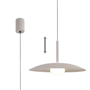 Lidia 40cm Rise And Fall Pendant, 12W LED, 3000K, 1500lm, White, 3yrs Warranty